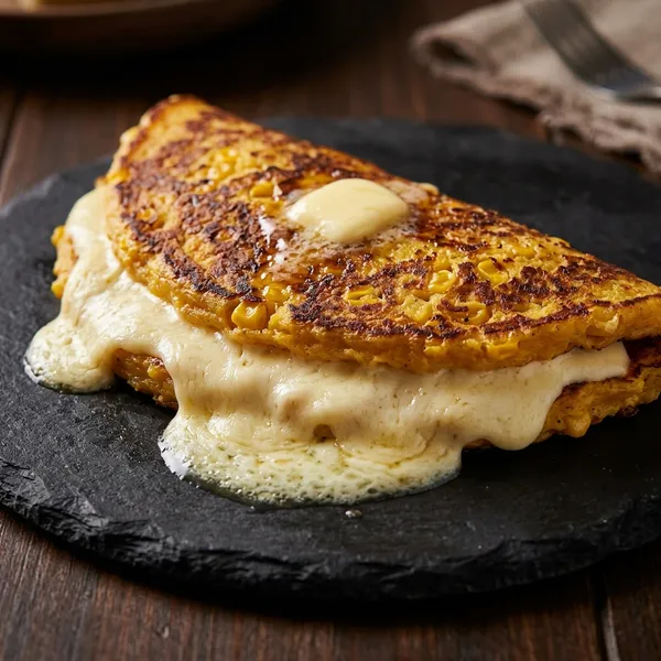 Cachapa con queso: Maíz tierno y queso de mano