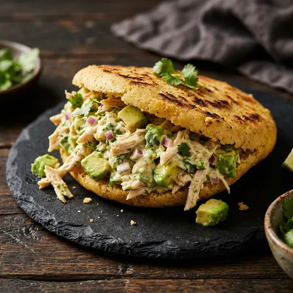 Arepa reina pepiada: Pollo y aguacate